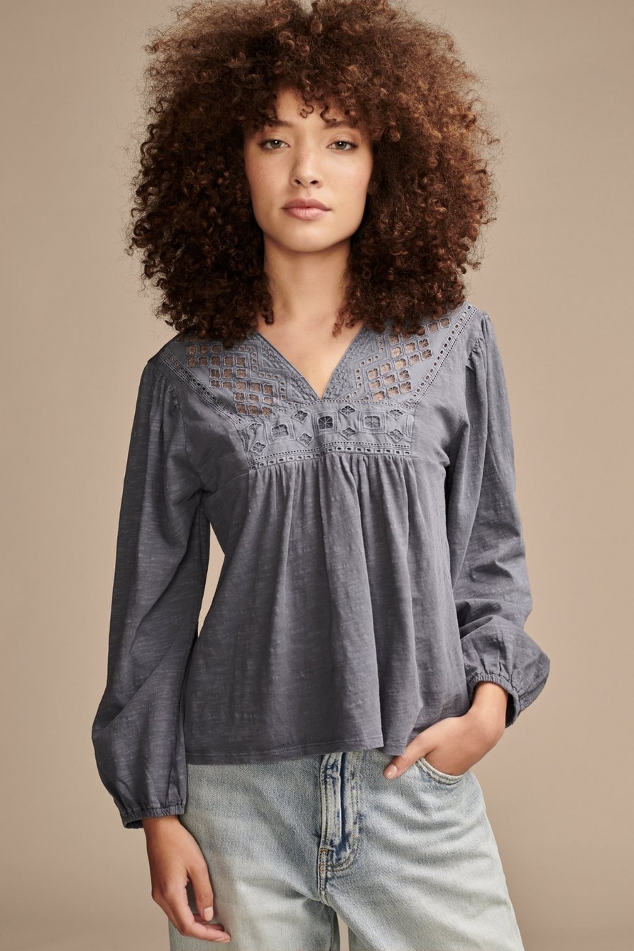 cutwork peasant top